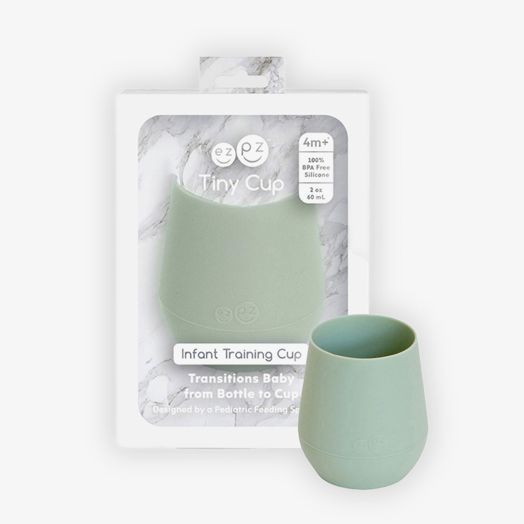 The Tiny Cup in Sage Green by ezpz / Open-Top, Silicone Drinking Cup for Babies to Learn to Drink