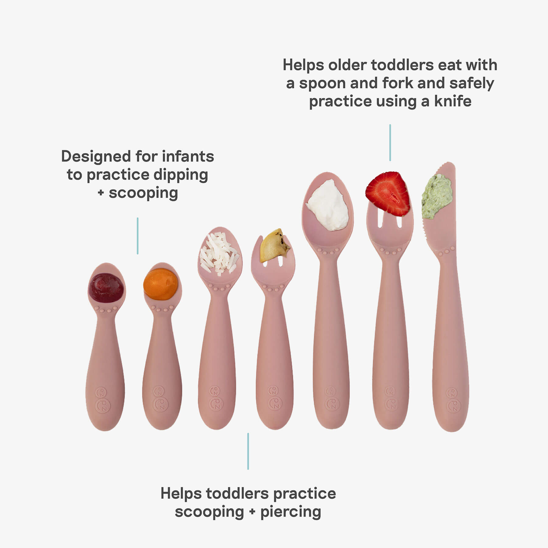 ezpz Developmental Utensil Set in Blush