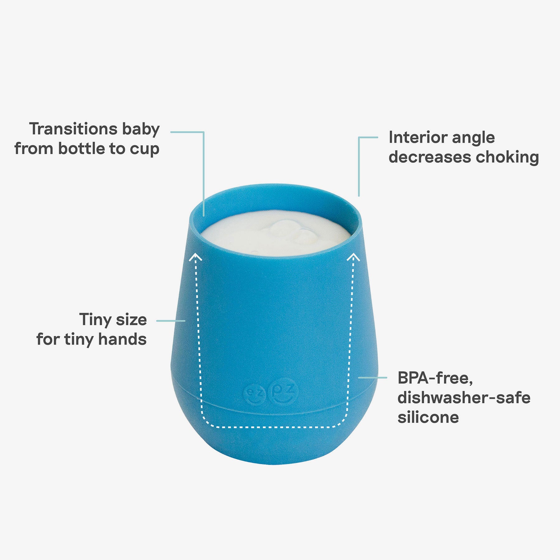 The Tiny Cup in Blue by ezpz / Open-Top, Silicone Drinking Cup for Babies to Learn to Drink