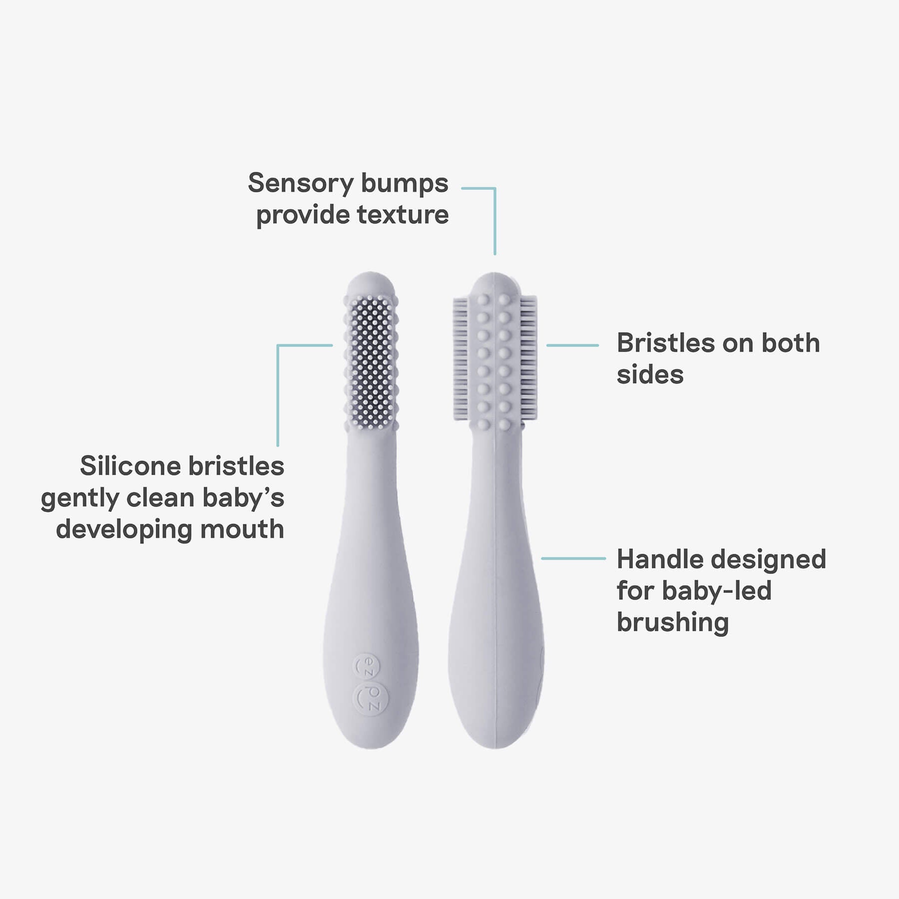ezpz silicone baby led toothbrush in pewter #color_pewter