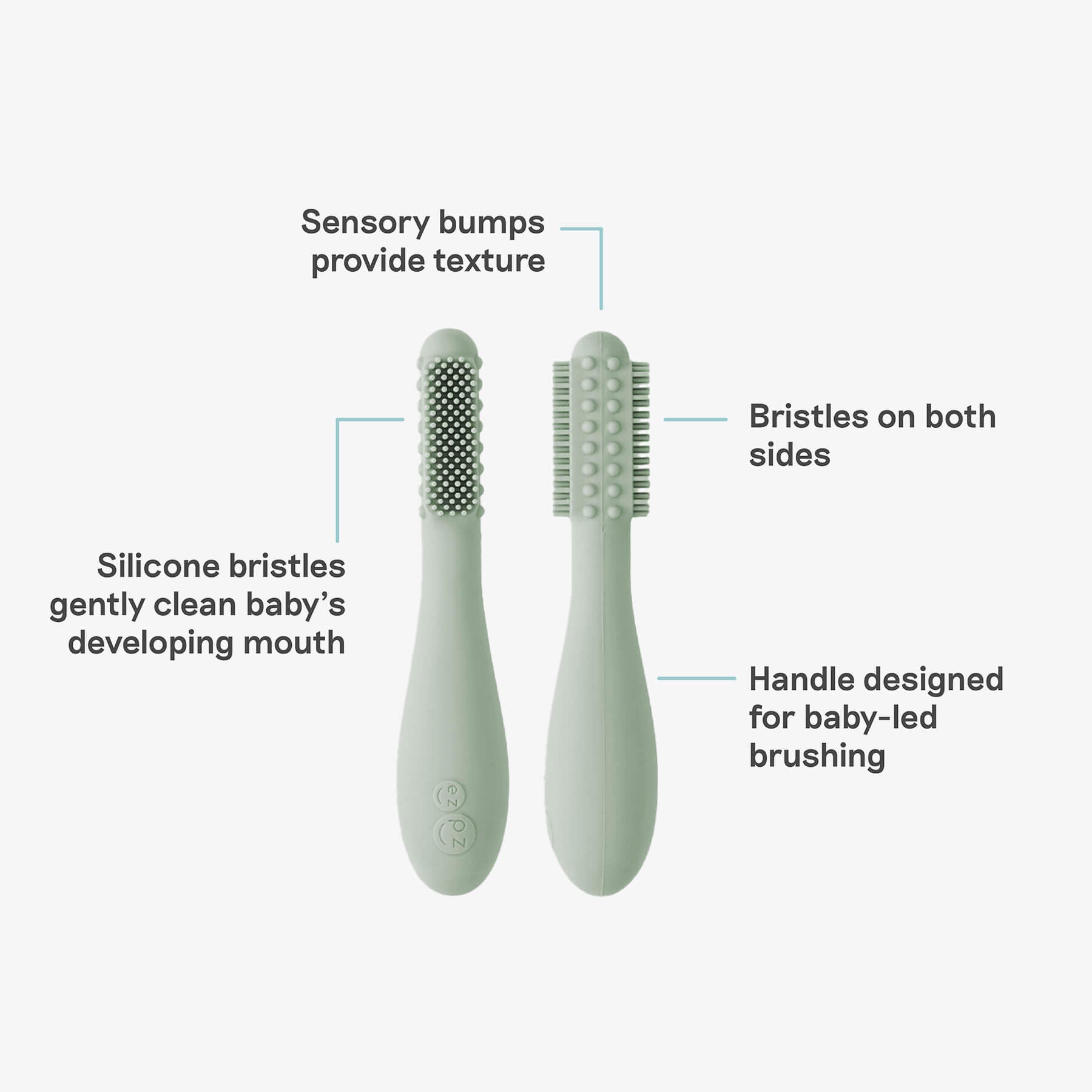 ezpz silicone baby led toothbrush in sage