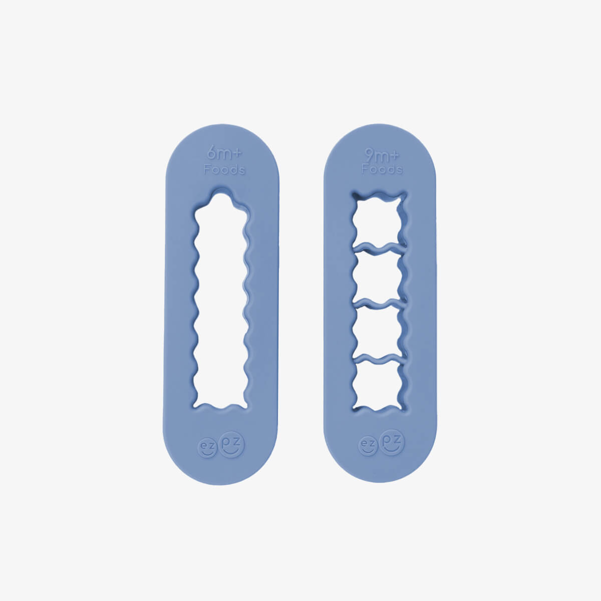 ezpz Baby-Led Weaning Food Cutters in Indigo Blue / 6 months and 9 months feeding milestones