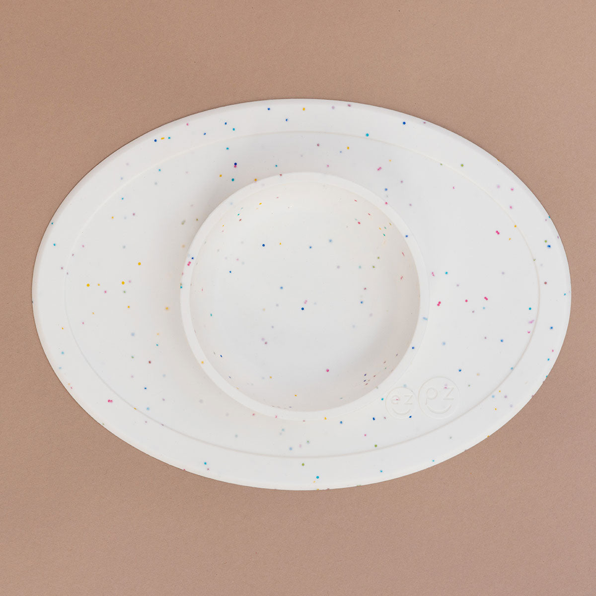 First Foods Set in Limited Edition Confetti Multicolor by ezpz / The Original All-In-One Silicone Plates & Placemats that Stick to the Table