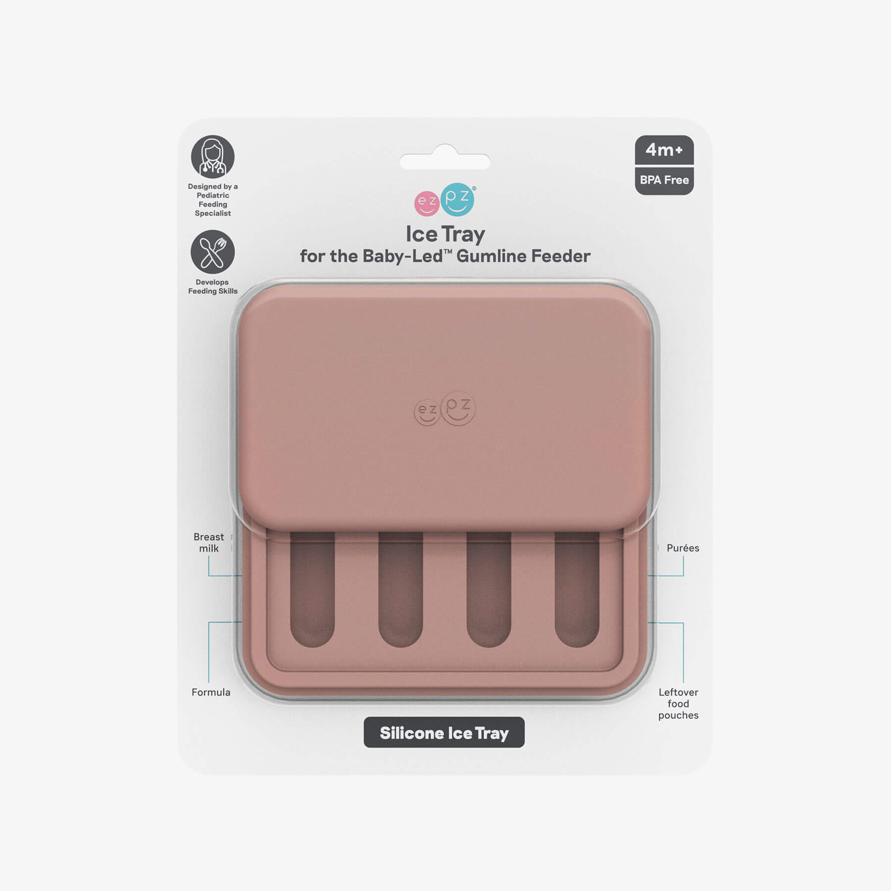 ezpz Ice Tray for the Baby-Led Gumline Feeder in Blush Pink