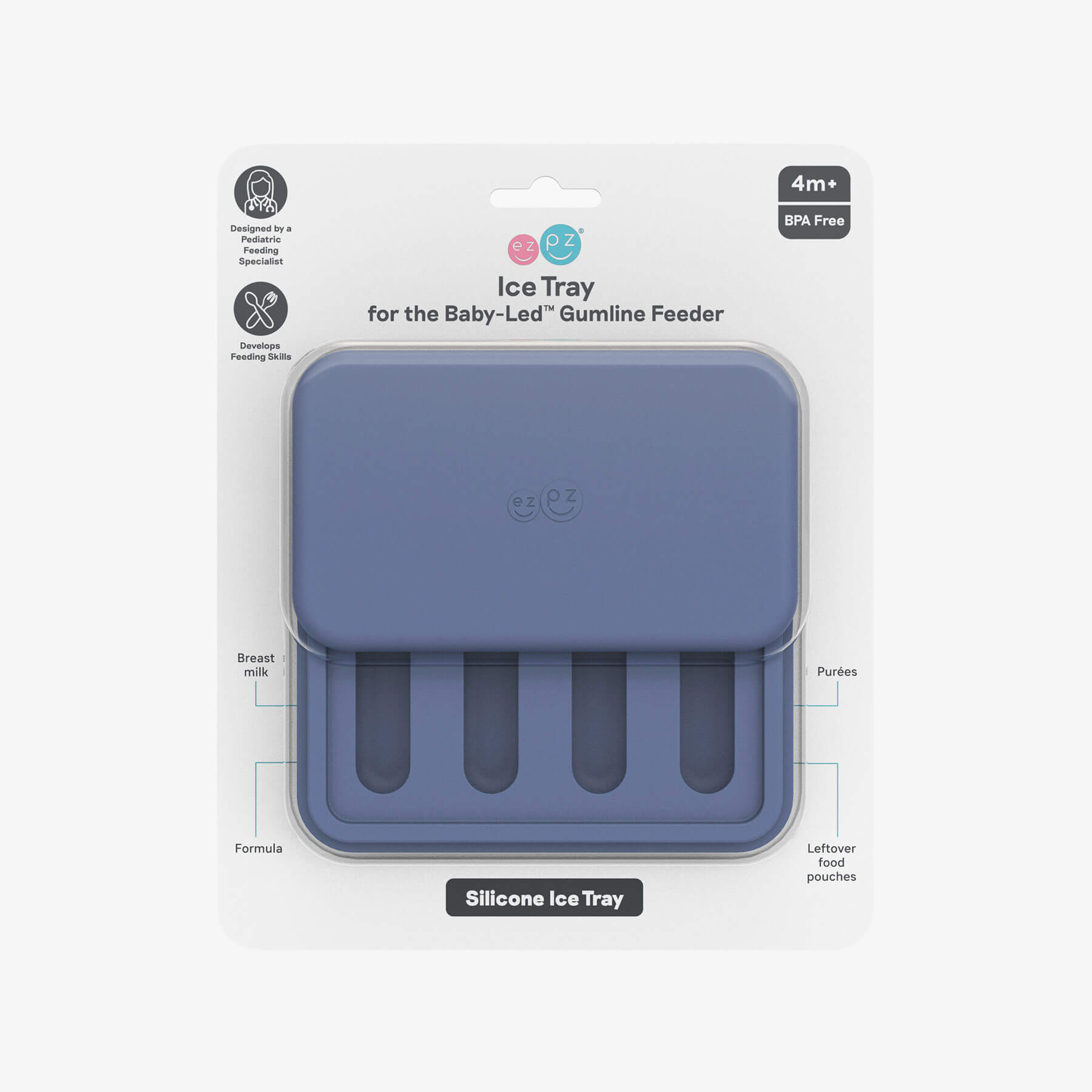 ezpz Ice Tray for the Baby-Led Gumline Feeder in Indigo Blue