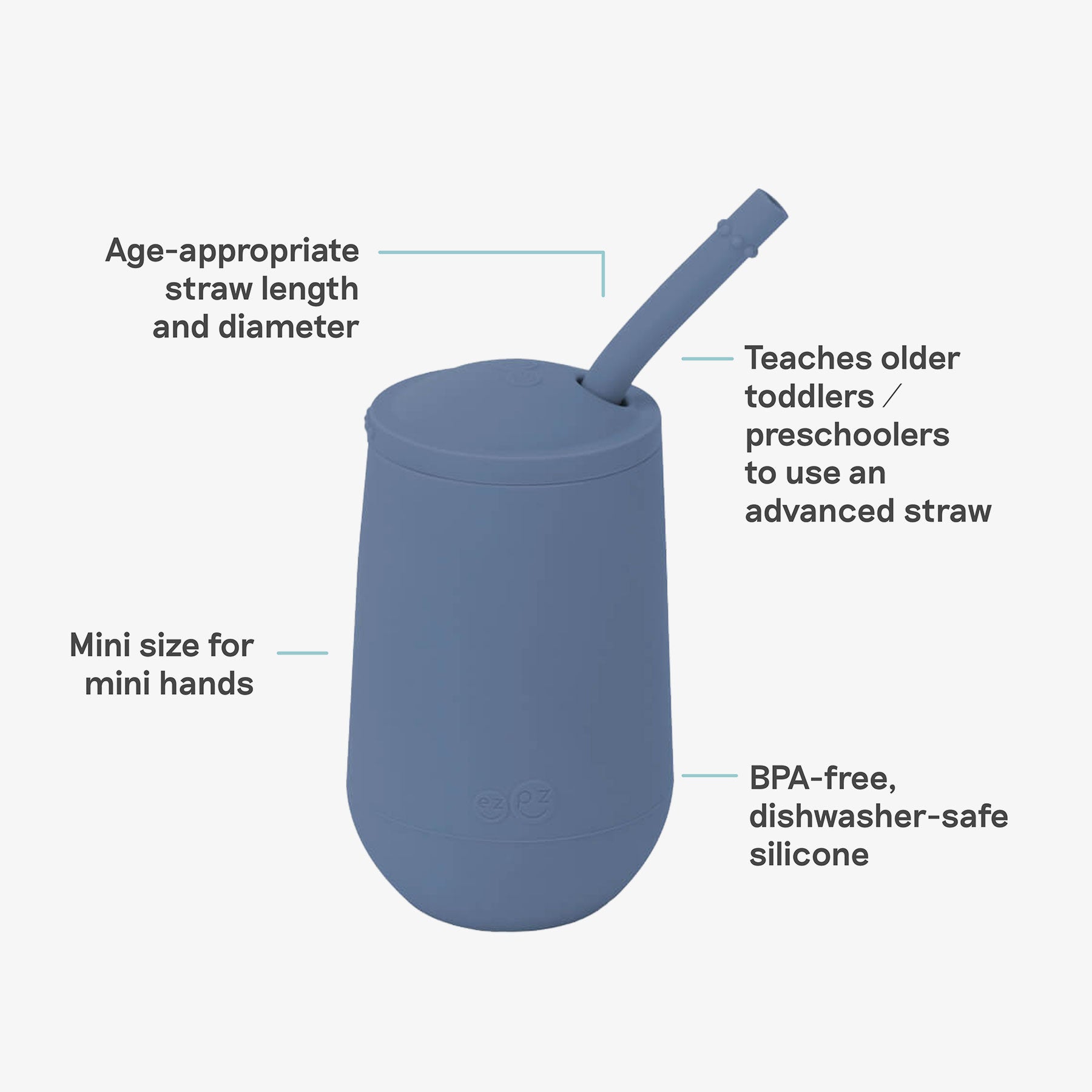 Happy Cup and Straw in Indigo / Silicone Cup with Lid and Straw for Toddlers by ezpz #color_indigo