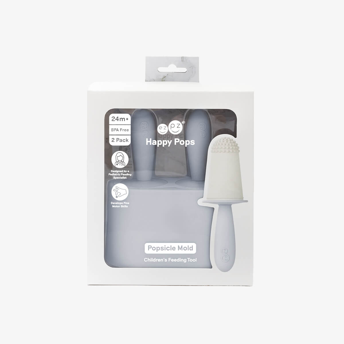 ezpz Happy Pops in Pewter Light Gray | Silicone Popsicle Molds for Toddlers