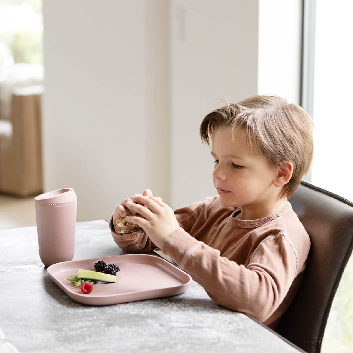 Mealtime Plate in Blush / ezpz Basics Line / Stylish, Durable Plates for Big Kids