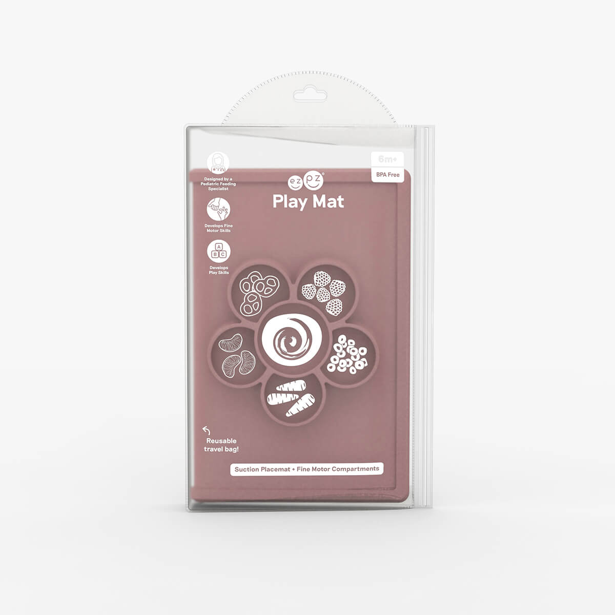 The Play Mat in Blush by ezpz / Large Silicone Craft Plate that Suctions to the Table