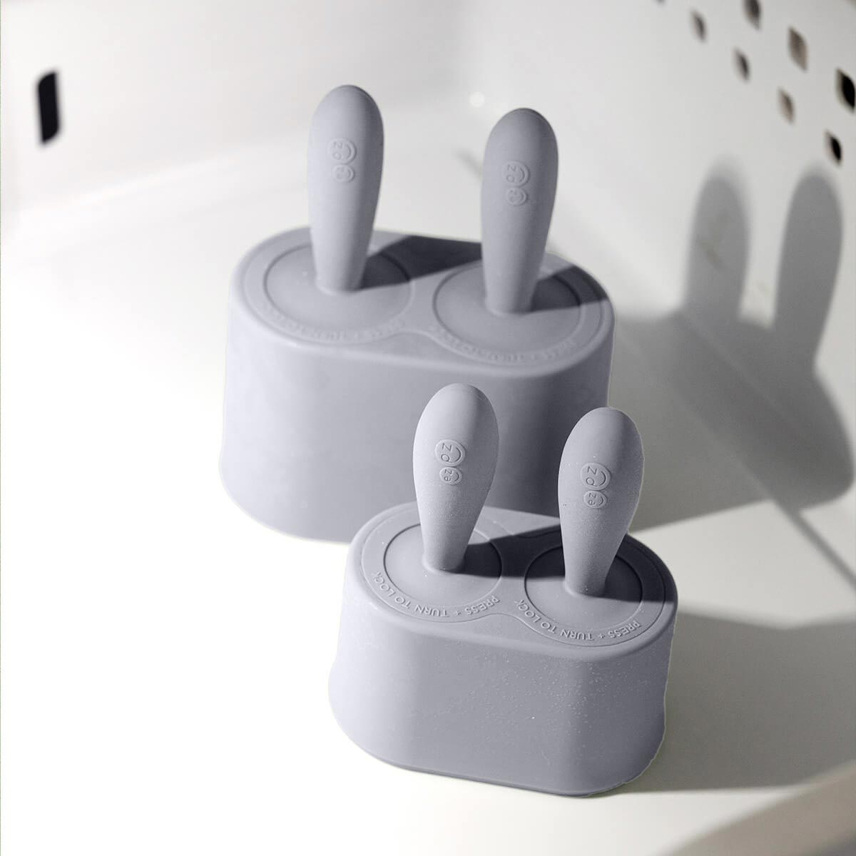 ezpz Tiny Pops and Happy Pops in Pewter Gray / Silicone Popsicle Bundle