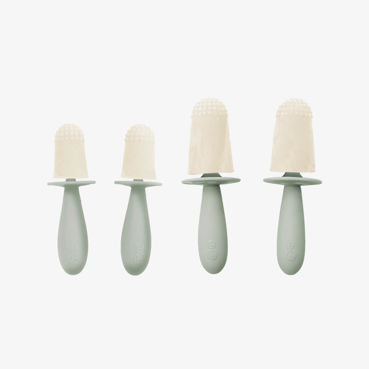 ezpz Tiny Pops and Happy Pops in Sage Green / Silicone Popsicle Bundle