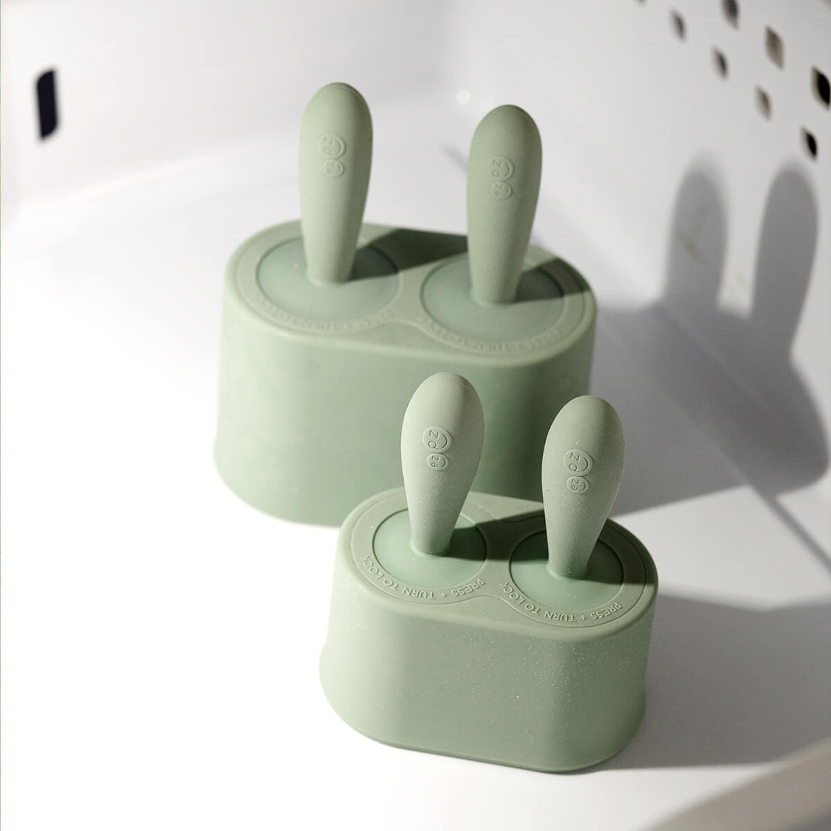 ezpz Tiny Pops and Happy Pops in Sage Green / Silicone Popsicle Bundle