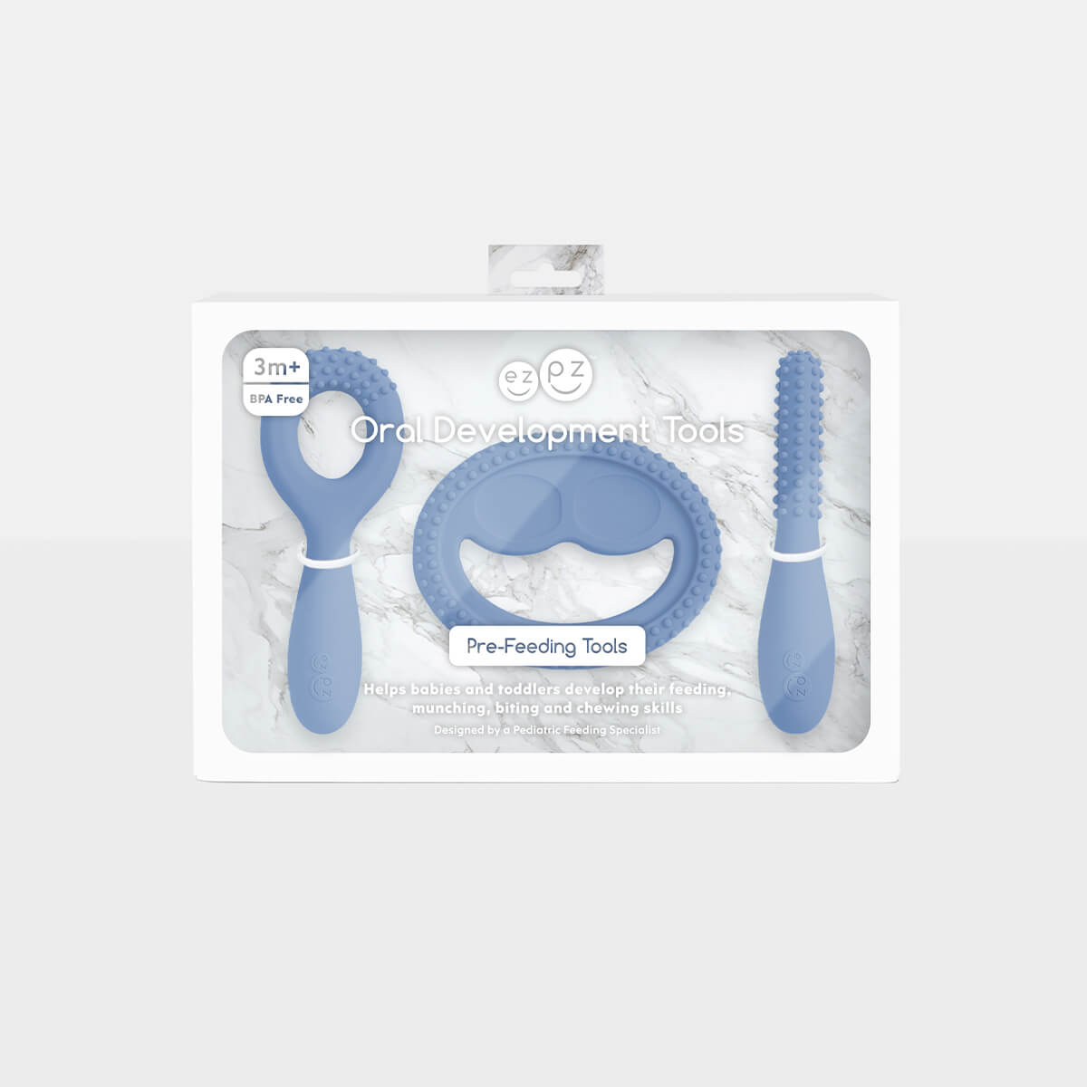 ezpz oral development tools in indigo / silicone teethers for motor skill development #color_indigo