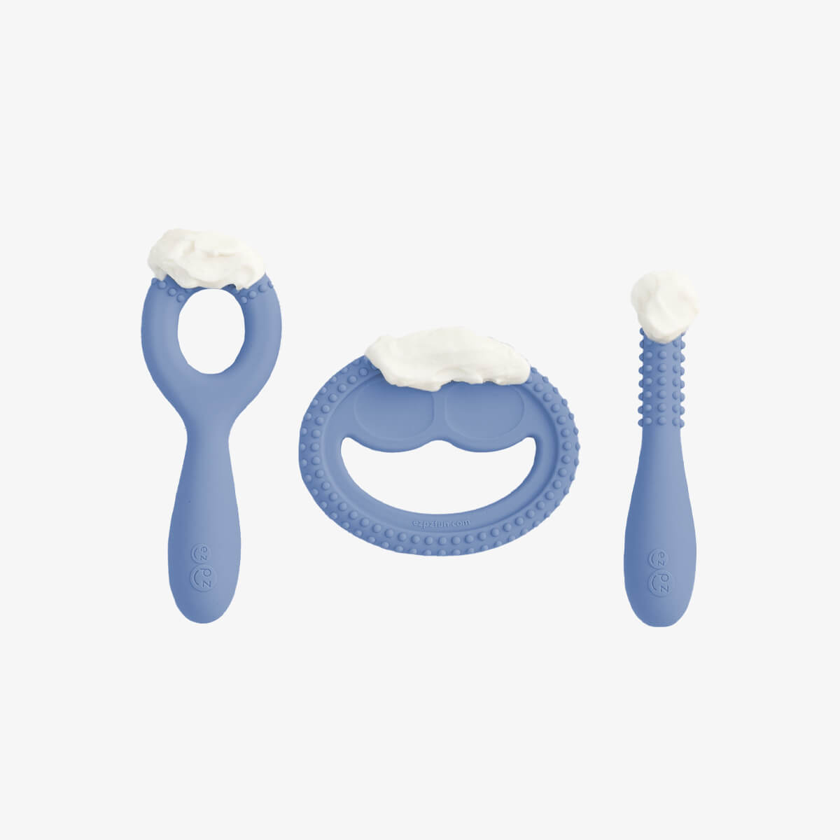 ezpz oral development tools in indigo / silicone teethers for motor skill development