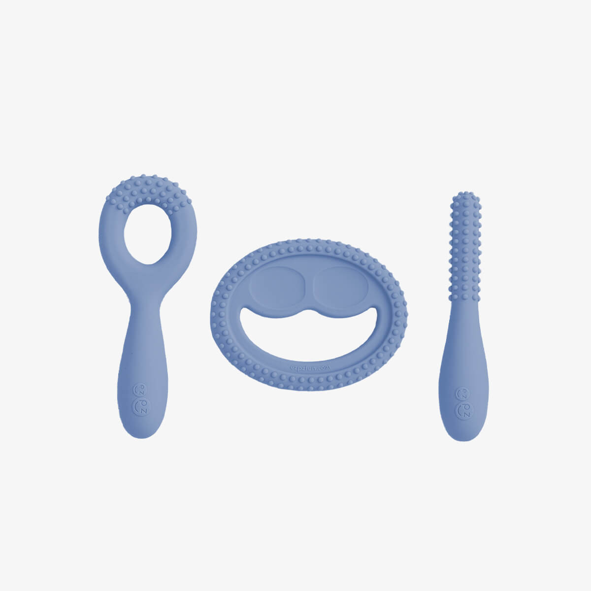 ezpz oral development tools in indigo / silicone teethers for motor skill development