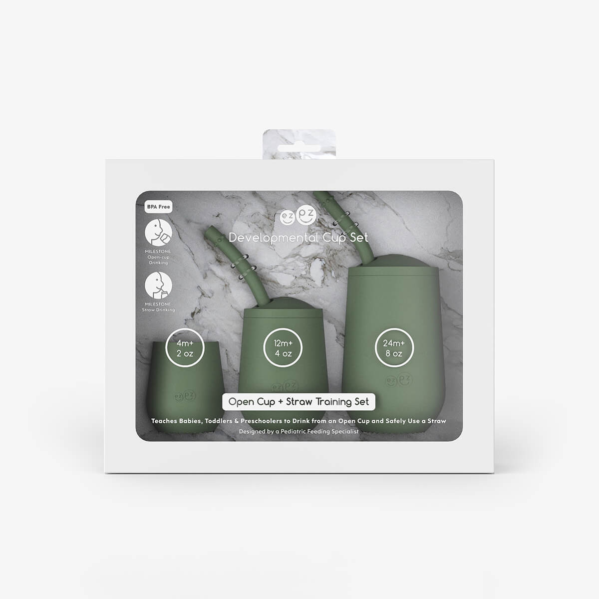 ezpz Developmental Cup Set in Olive