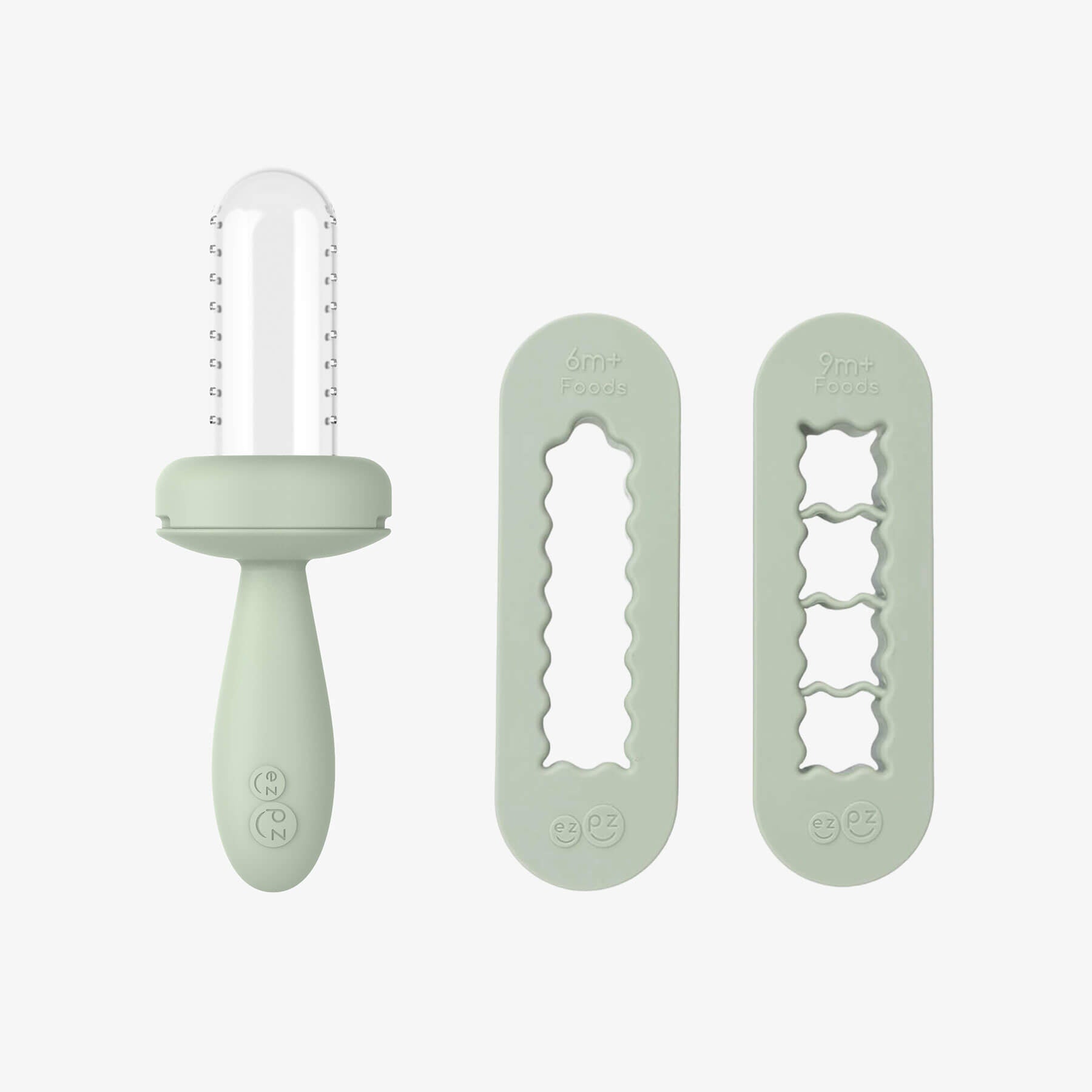 ezpz Gumline Feeder and Baby-Led Weaning Food Cutters in Sage Green