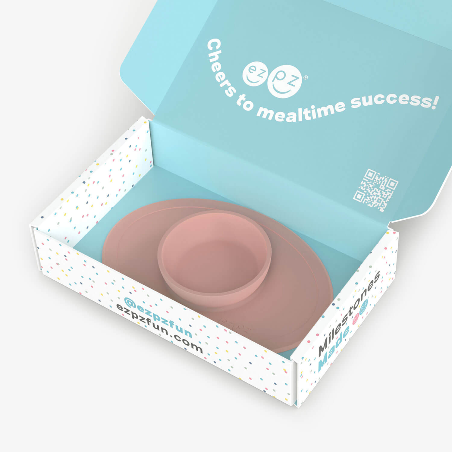 ezpz Kit 2 in Blush Pink for learning to eat and drink at age 6 months and up