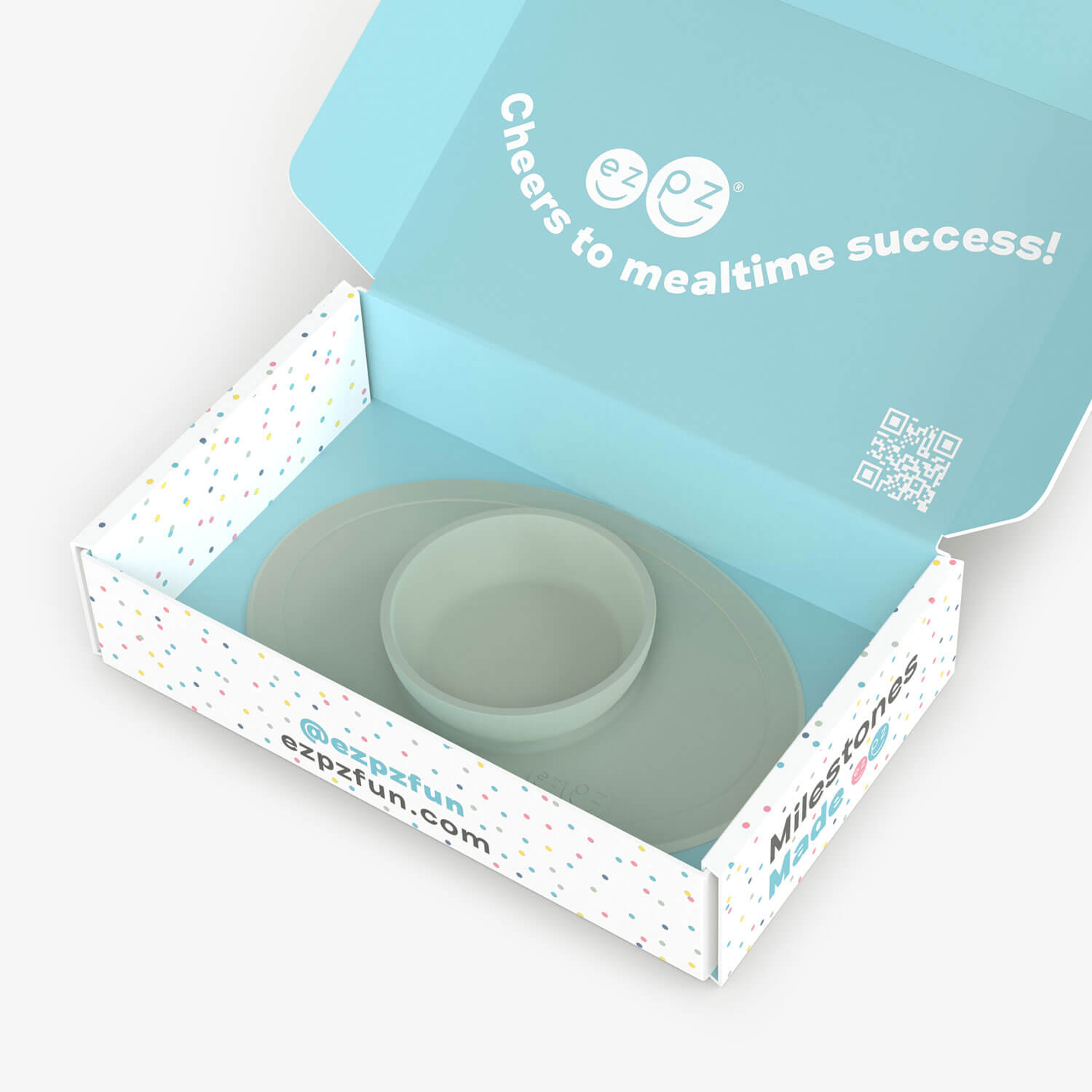 ezpz Kit 2 in Sage Green for learning to eat and drink at age 6 months and up