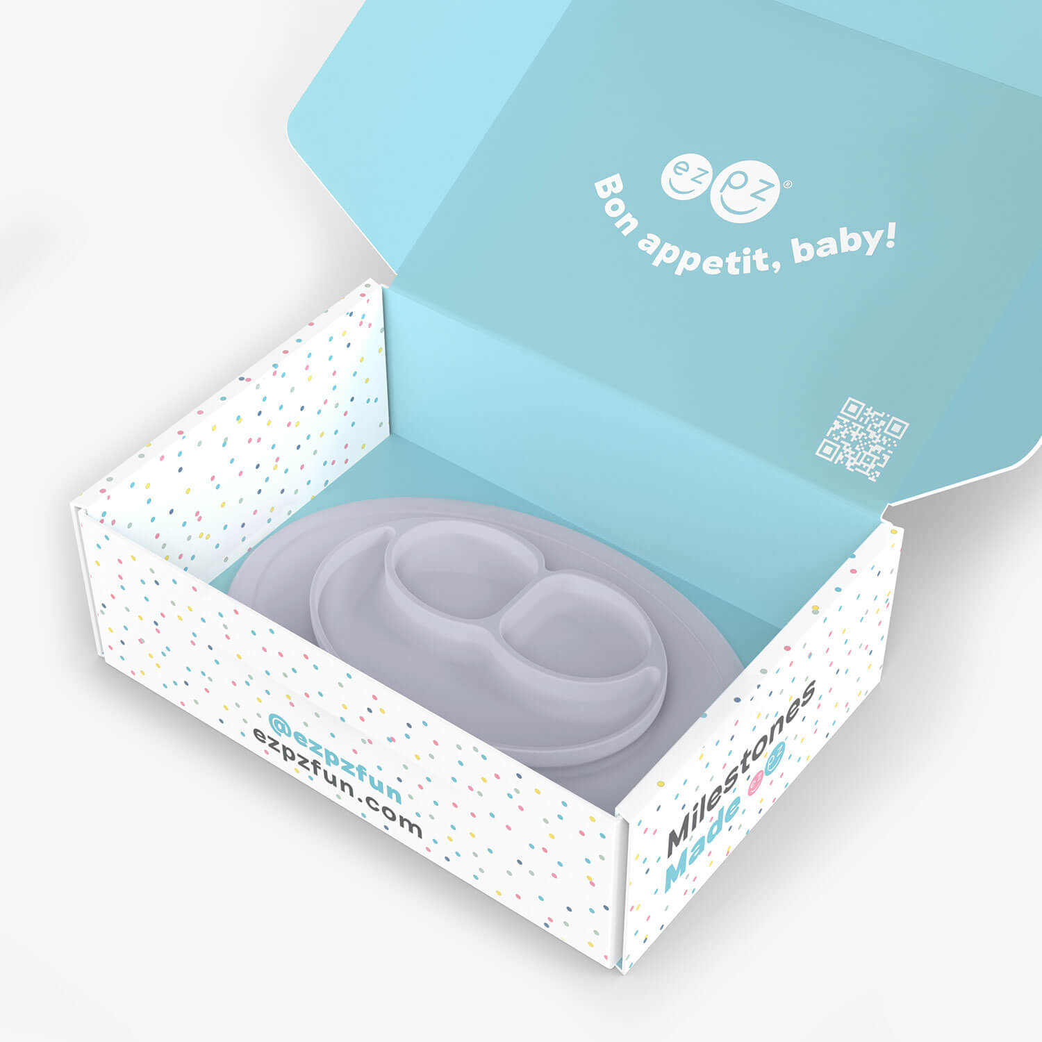 ezpz Developmental Kit Stage 3 in Pewter Gray / ezpz Mini Mat, Mini Cup + Straw Training System, and Mini Utensils