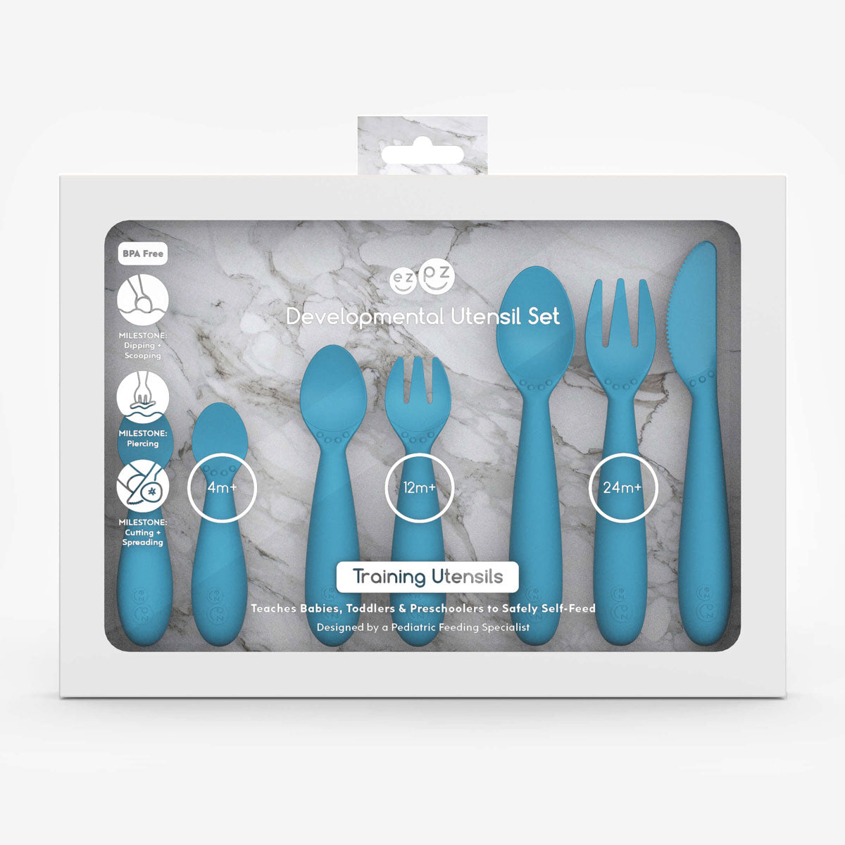 ezpz Developmental Utensil Set in Blue