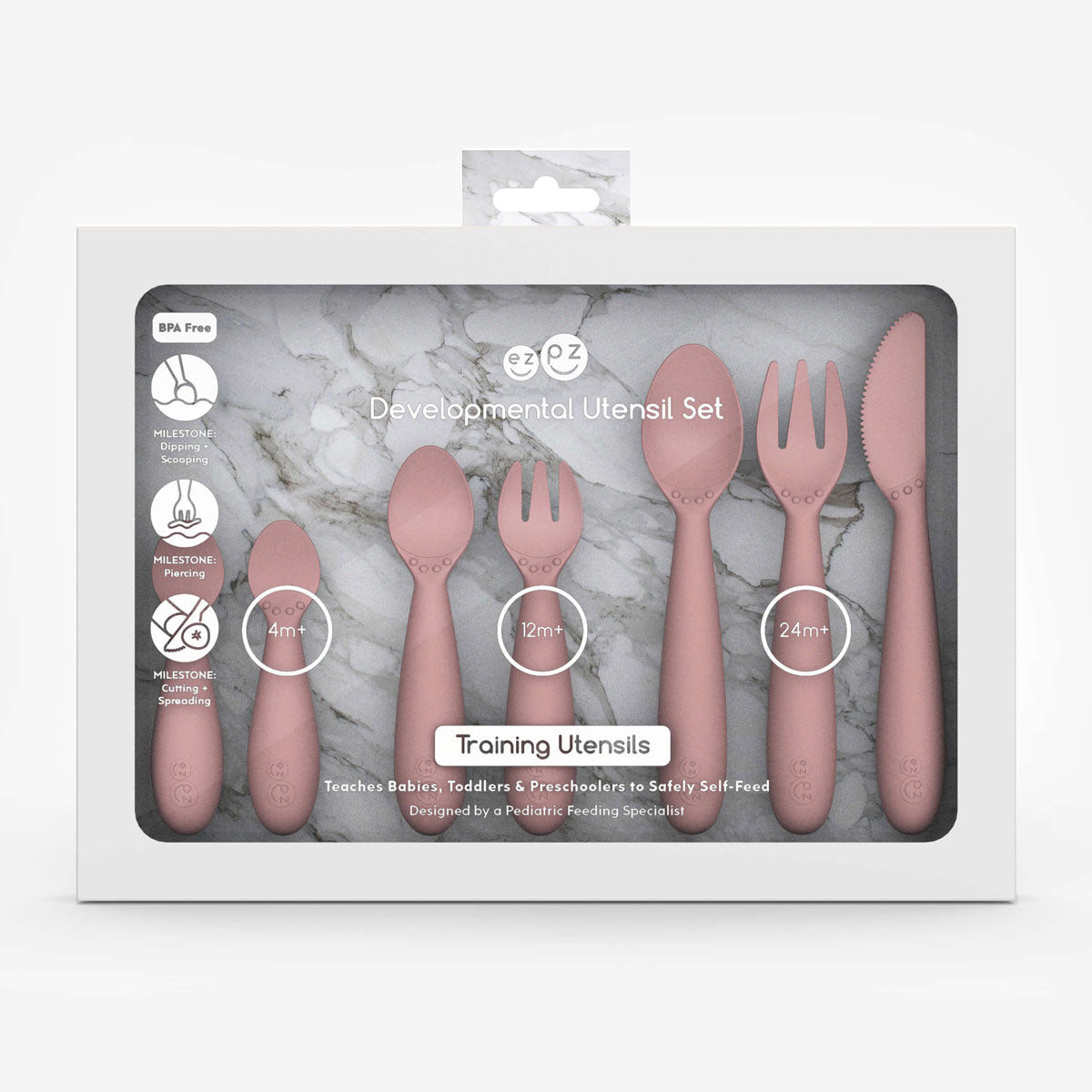 ezpz Developmental Utensil Set in Blush