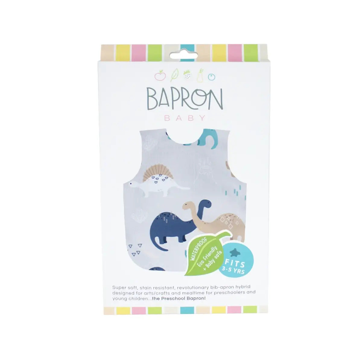 BapronBaby® Bapron in Desert Dinos Modern Dinosaur Pattern / Bib + Apron That Safely Ties Around the Body