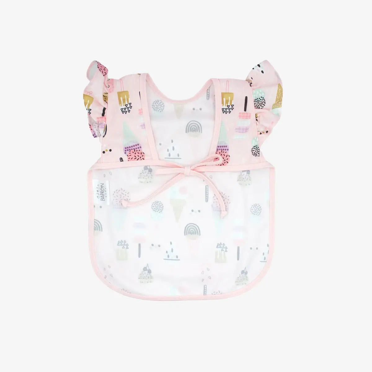 BapronBaby® Bapron in Ice Cream Pattern with Flutter Sleeves / Bib + Apron That Safely Ties Around the Body