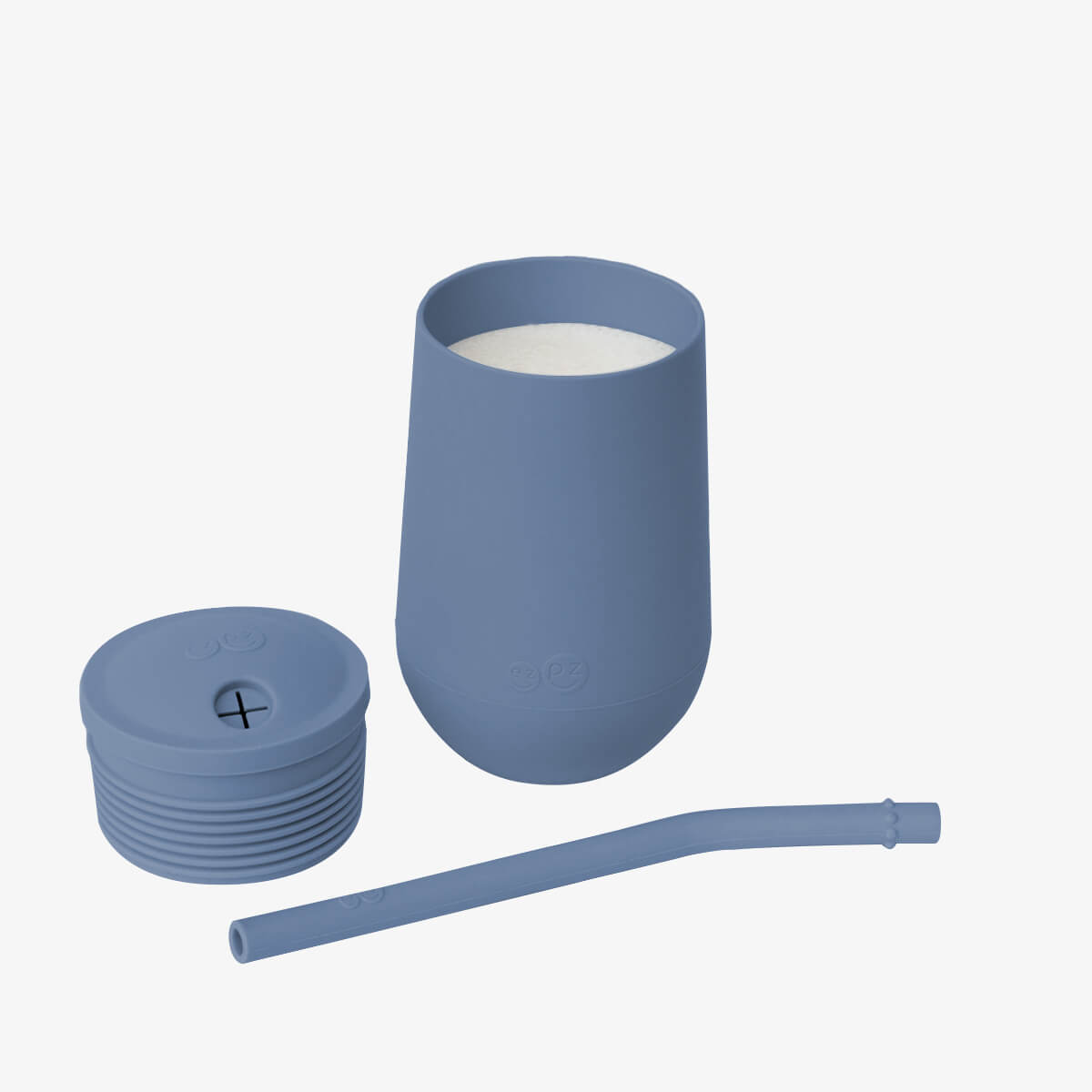 Happy Cup and Straw in Indigo / Silicone Cup with Lid and Straw for Toddlers by ezpz