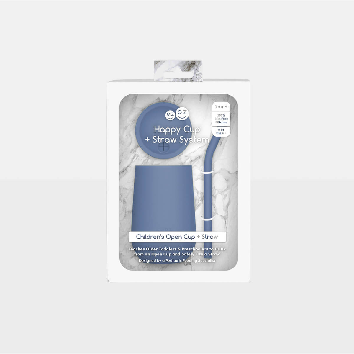 Happy Cup and Straw in Indigo / Silicone Cup with Lid and Straw for Toddlers by ezpz #color_indigo