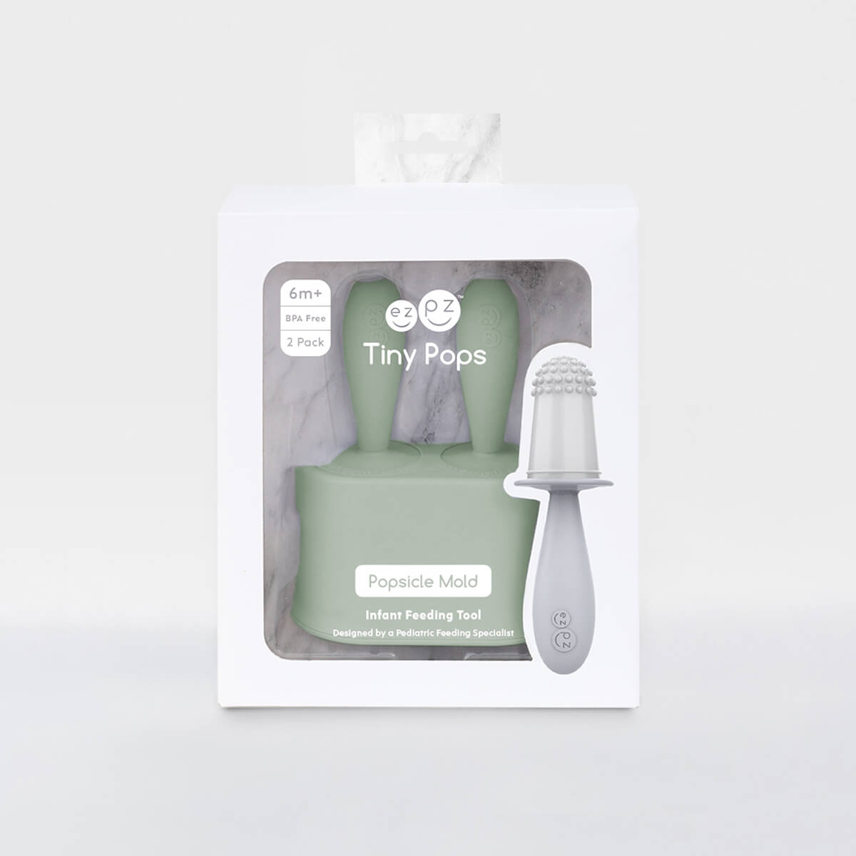 Tiny Pops in Sage Green / Silicone Popsicle Mold for Babies, Frozen Puree & Breastmilk Popsicles