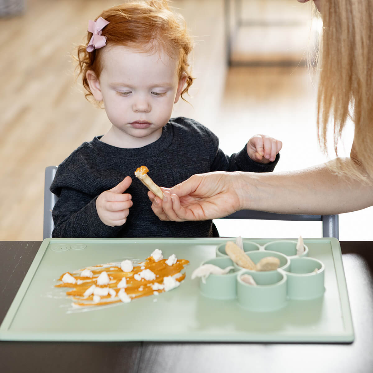 The Play Mat in Sage by ezpz / Large Silicone Craft Plate that Suctions to the Table