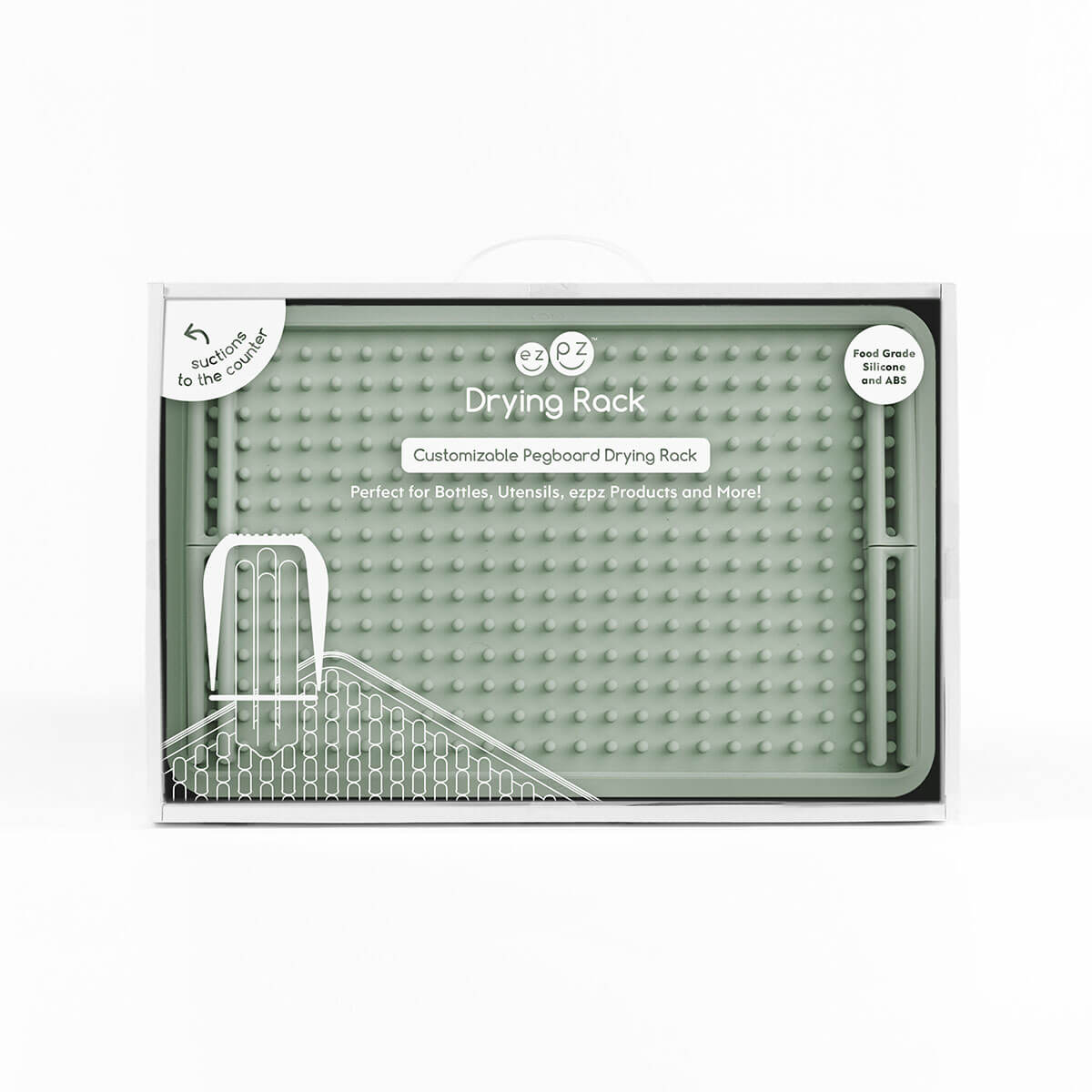 The Drying Rack in Sage by ezpz / Odor-Resistant, 100% Silicone Drying Rack