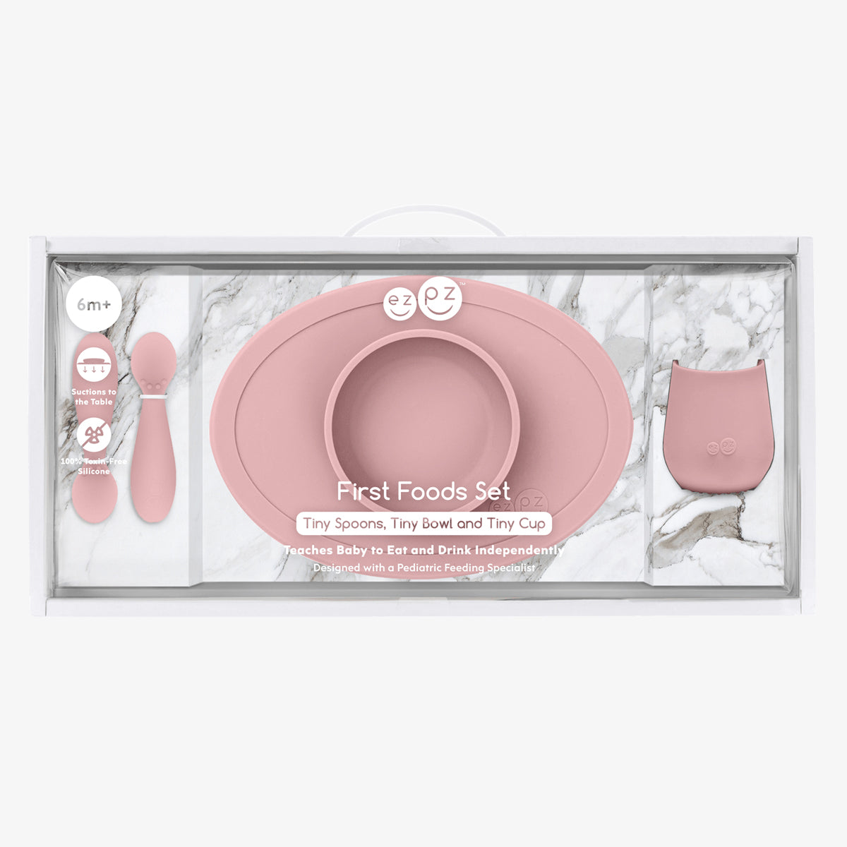 First Foods Set in Blush by ezpz / The Original All-In-One Silicone Plates & Placemats that Stick to the Table