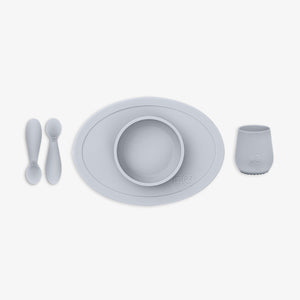 First Foods Set in Pewter by ezpz / The Original All-In-One Silicone Plates & Placemats that Stick to the Table #color_pewter