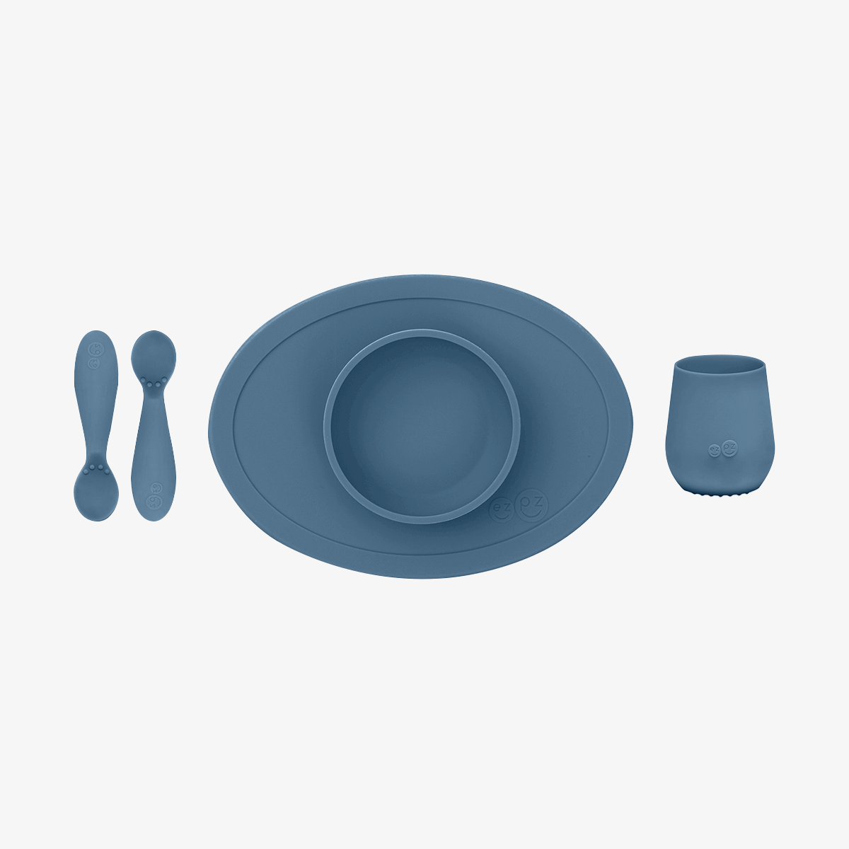 First Foods Set in Indigo by ezpz / The Original All-In-One Silicone Plates & Placemats that Stick to the Table