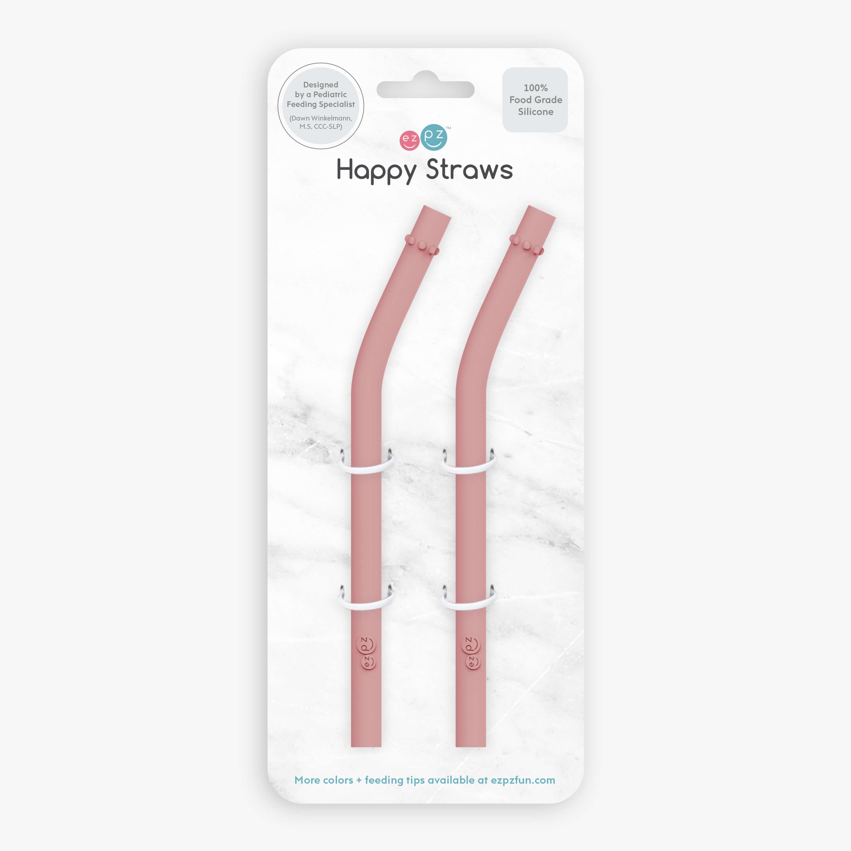 Happy Straws in Blush / Silicone Straw Replacement Pack for the ezpz Happy Cup & Straw System