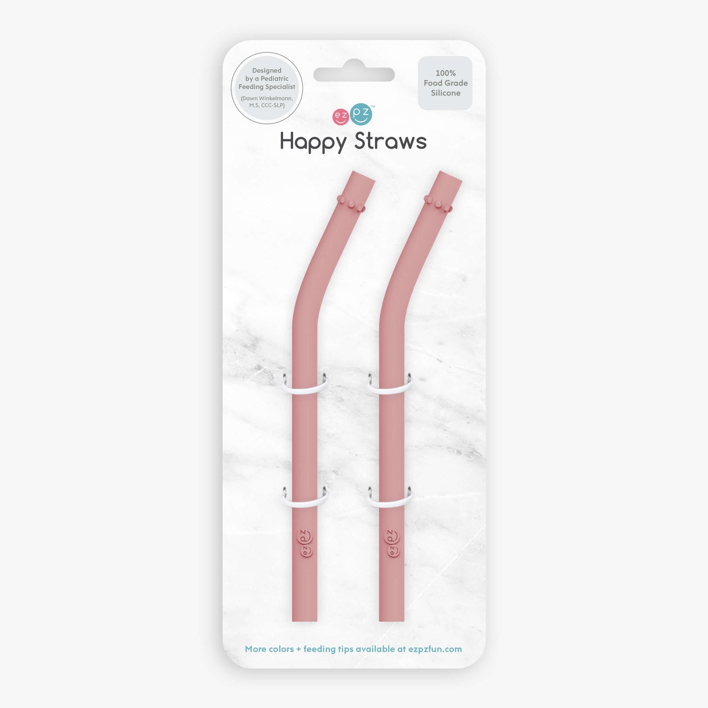 Happy Straws in Blush / Silicone Straw Replacement Pack for the ezpz Happy Cup & Straw System