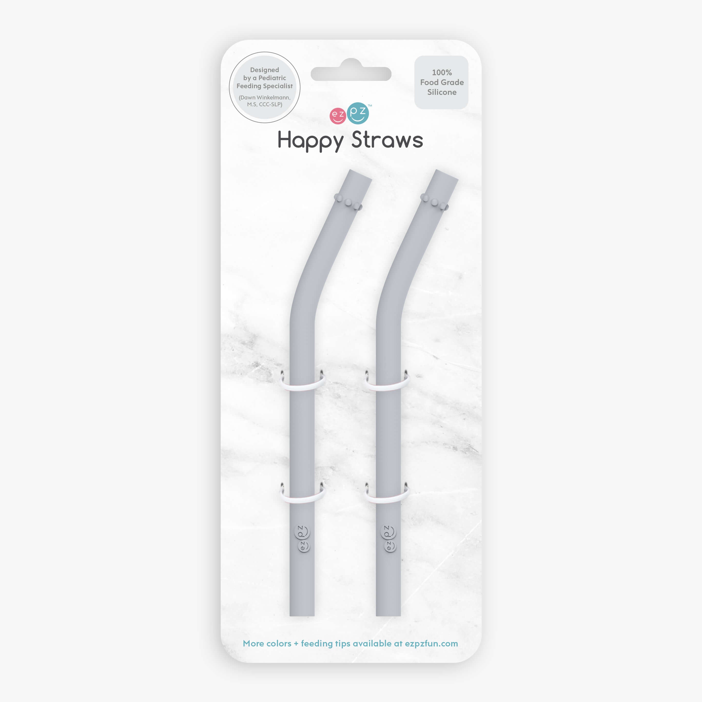 Happy Straws in Pewter / Silicone Straw Replacement Pack for the ezpz Happy Cup & Straw System