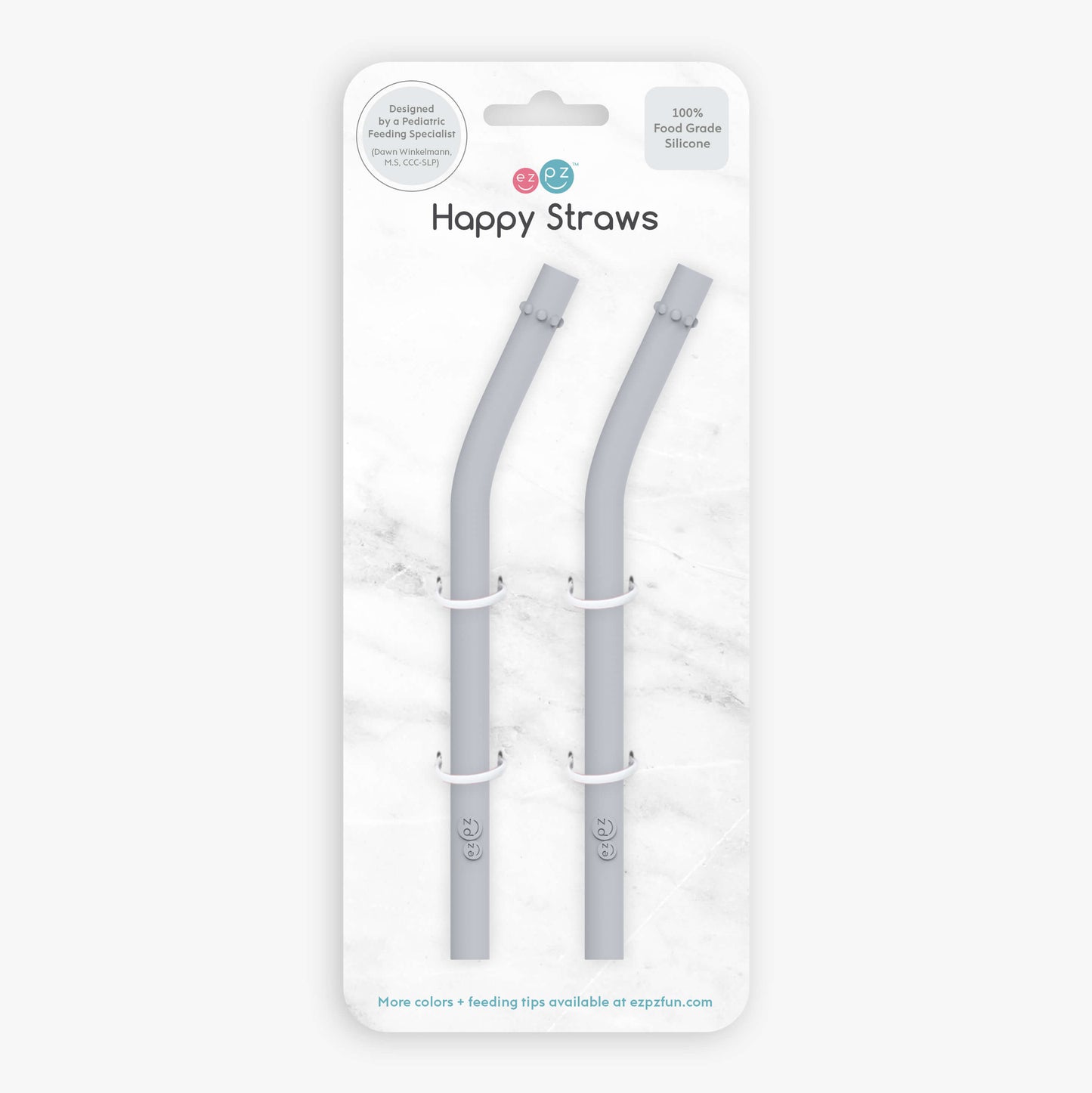 Happy Straws in Pewter / Silicone Straw Replacement Pack for the ezpz Happy Cup & Straw System