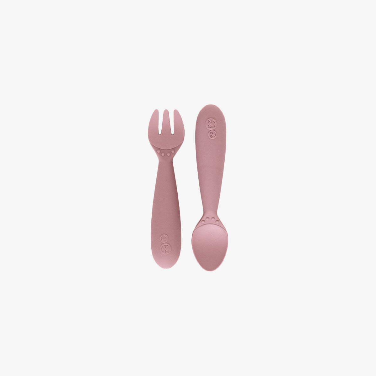 Mini Utensils in Blush by ezpz / Sensory Silicone Fork & Spoon for Toddlers