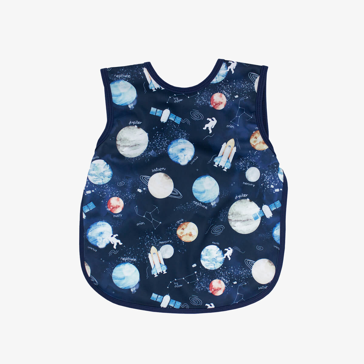 BapronBaby® Bapron in Outer Space Astronaut Planets Satellite Rocket Ship Moon Pattern / Bib + Apron That Safely Ties Around the Body