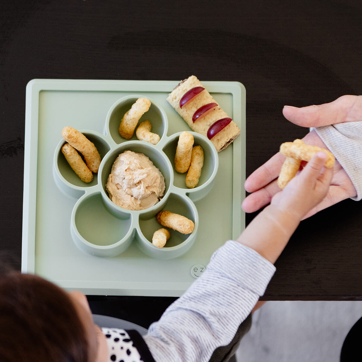The Mini Play Mat in Sage by ezpz / Modern Silicone Craft Plate that Suctions to the Table