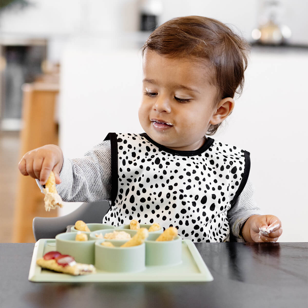 The Mini Play Mat in Sage by ezpz / Modern Silicone Craft Plate that Suctions to the Table