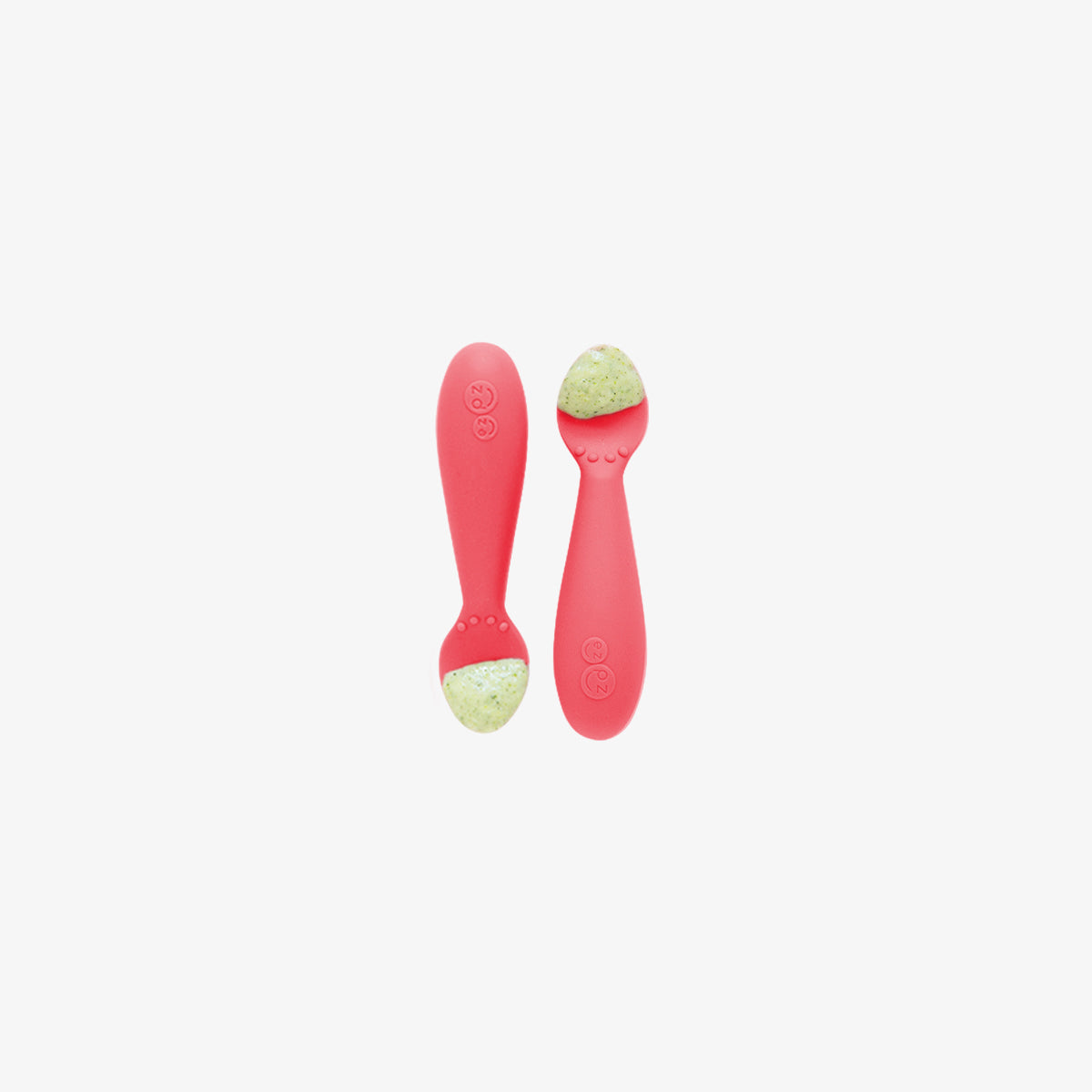 The Tiny Spoon in Coral by ezpz / Small, Sensory Silicone Spoon for Babies