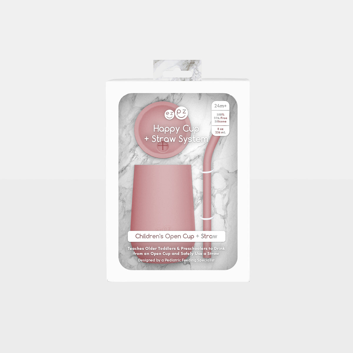 Happy Cup and Straw in Blush / Silicone Cup with Lid and Straw for Toddlers by ezpz