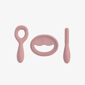 ezpz oral development tools in blush pink / silicone teethers for motor skill development #color_blush
