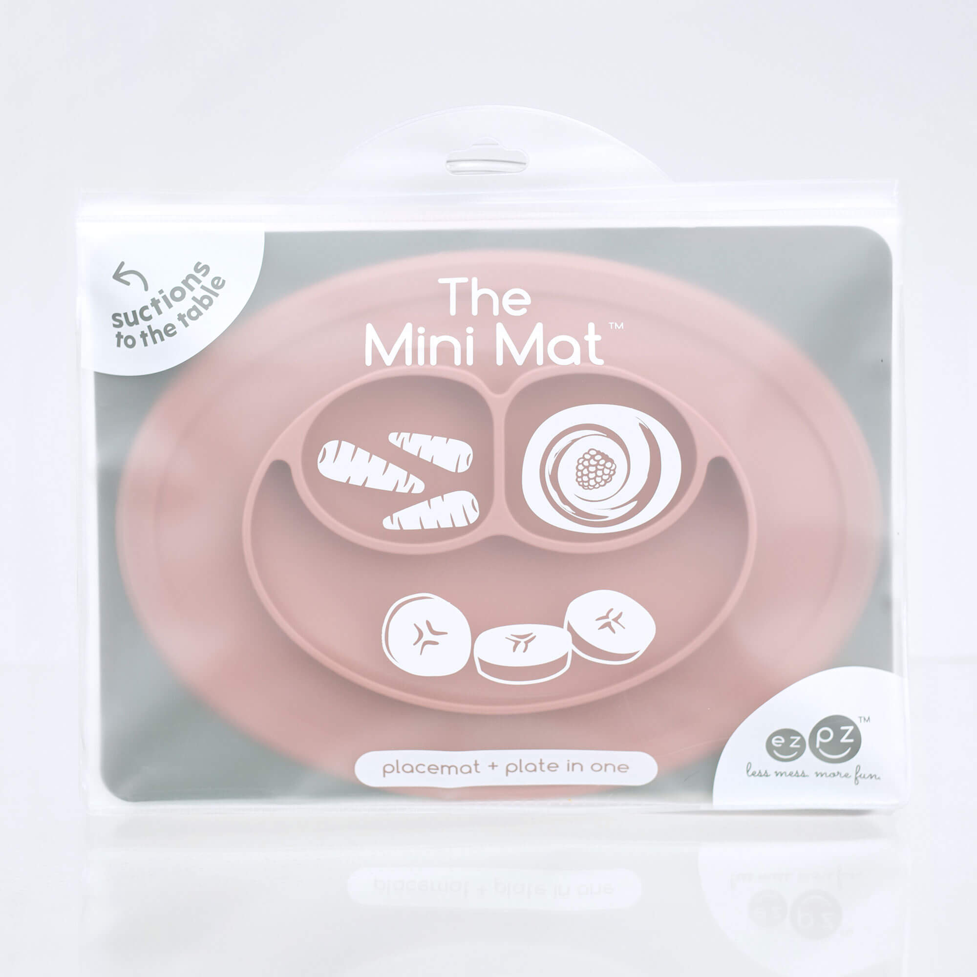 The Mini Mat in Blush Pink by ezpz / Self-Suctioning Silicone Plate + Placemat