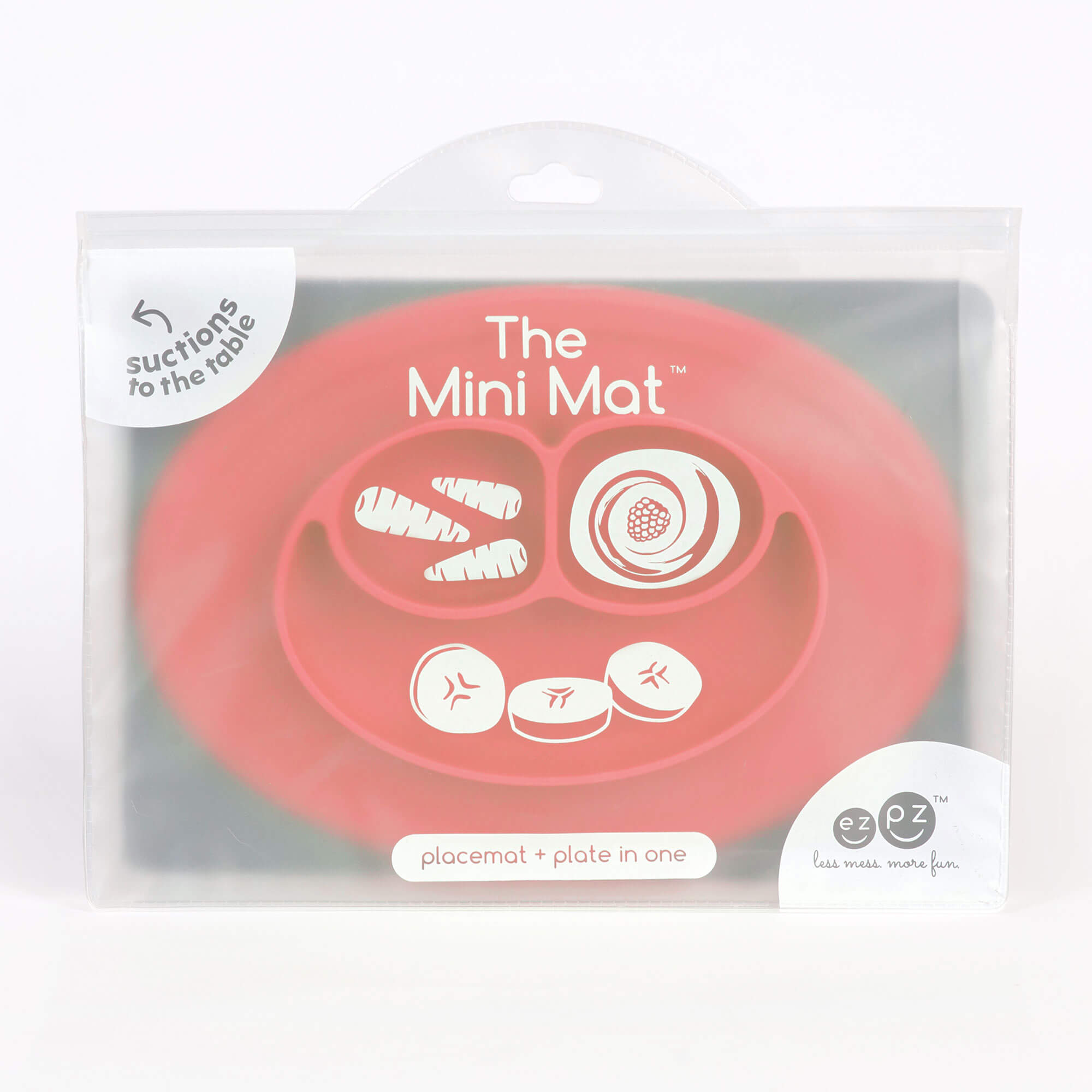 The Mini Mat in Coral by ezpz / Self-Suctioning Silicone Plate + Placemat