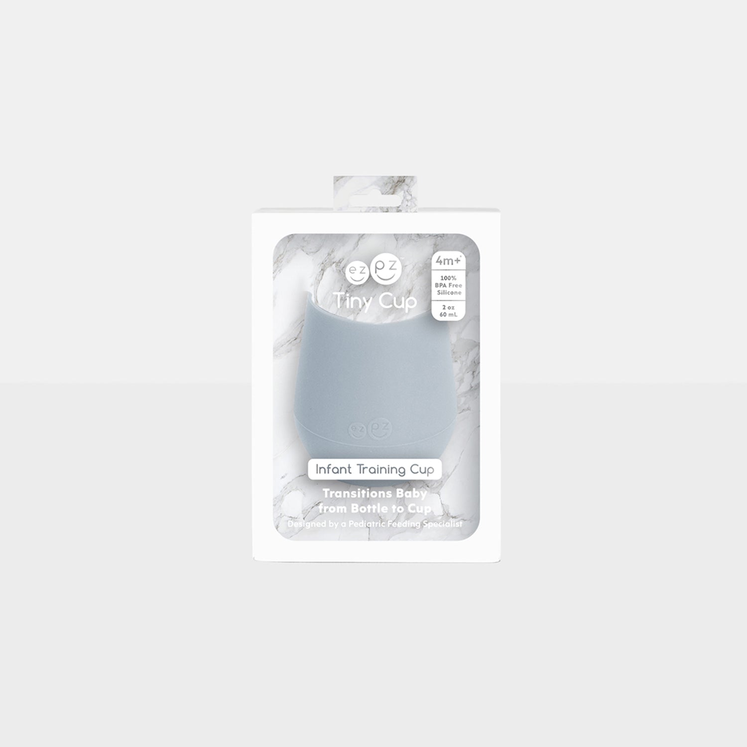 The Tiny Cup in Pewter by ezpz / Open-Top, Silicone Drinking Cup for Babies